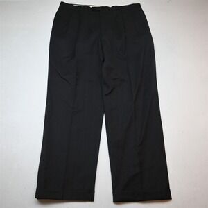 Vtg Bespoke 38x30 Gray Striped 100% Wool Pleated Cuffed Classic Dress Mens Pants